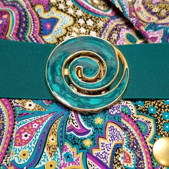 {Classics by Leslie Fay} Vintage 80s Paisley Print Polyester Dress Size 8 - Picture 1 of 17